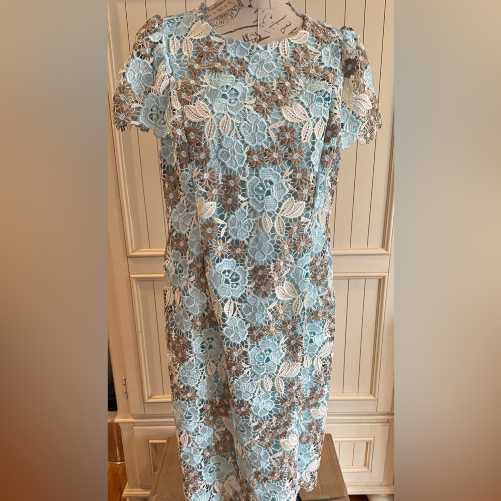 Calvin Klein Lace Sheath Dress Turquoise size 16